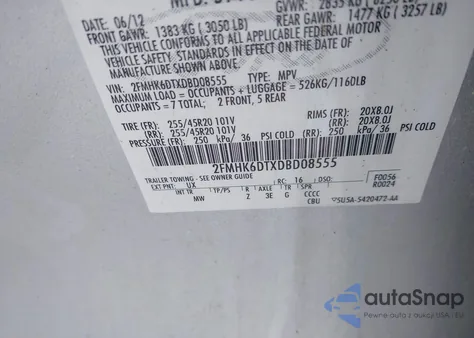2013 Ford Flex Limited from USA, damaged, VIN 2FMHK6DTXDBD08555